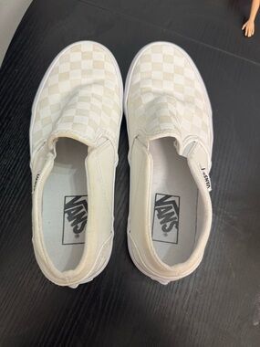 Vans Women’s Slip-On Checkerboard Sneakers in Off-White